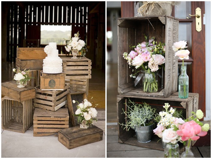 Wedding inspiration - crates and pretty flowers found on Pinterest 