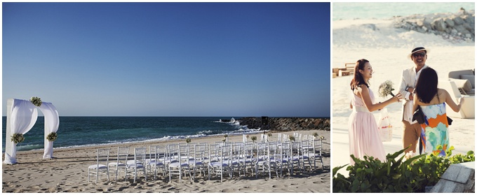Beach wedding at Zaya Nurai Island, Abu Dhabi. Photographed by Goldfish Photography & Video. 